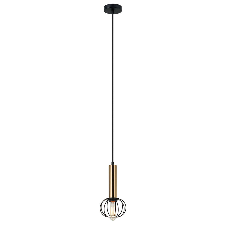 Corazon 1 Light Round Pendant Antique Brass / Matt Black - CORAZON2