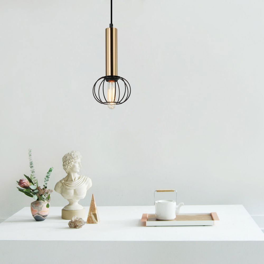 Corazon 1 Light Round Pendant Antique Brass / Matt Black - CORAZON2