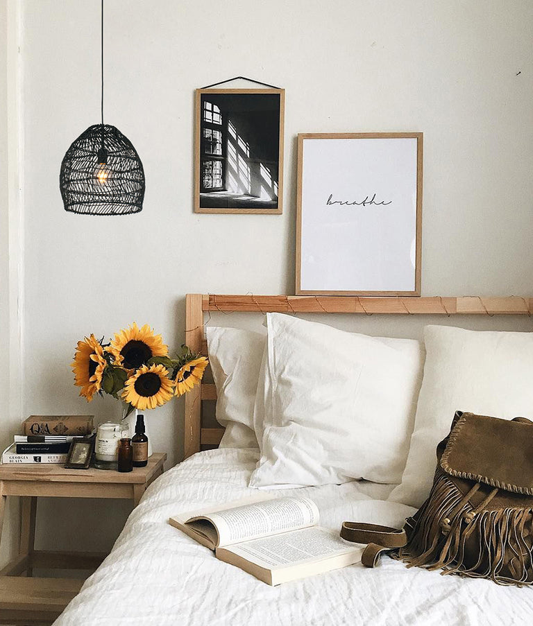 Ellipse Shape Rattan Pendant Matt Black - COUP1