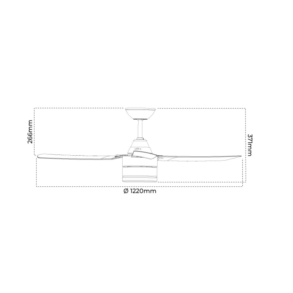 Ceduna 48" AC 3 Blade Ceiling Fan With 16W LED Dimmable Light White / Tri-Colour - CEDUNA/48/LT/WH