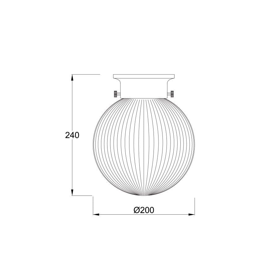 Large Spherical Ribbed Glass DIY Batten Fix Black / Smoke - DIYBAT11
