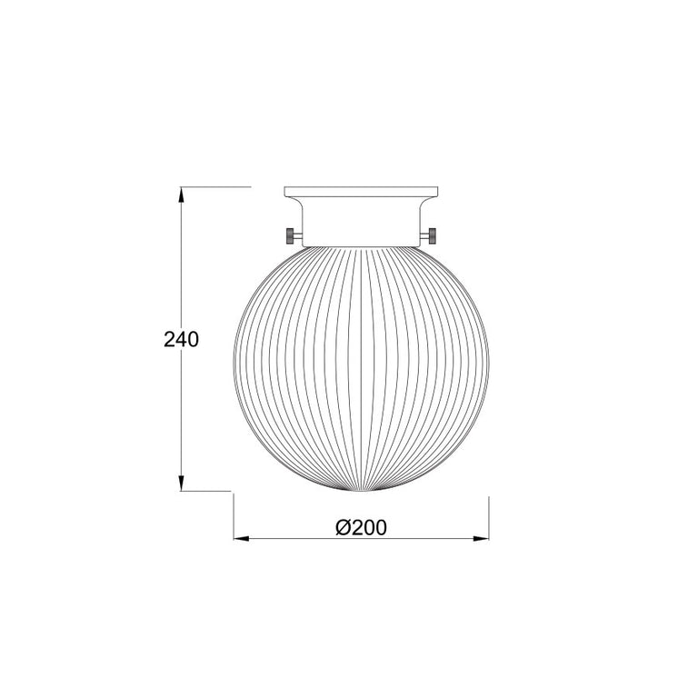Large Spherical Ribbed Glass DIY Batten Fix Black / Smoke - DIYBAT11