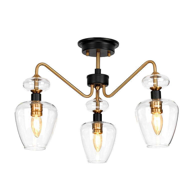 Armand 3 Light Semi Flush Light Aged Brass - DL-ARMAND-SF3-AB