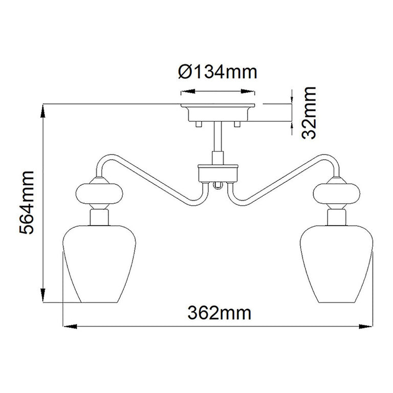 Armand 3 Light Semi Flush Light Polished Nickel - DL-ARMAND-SF3-PN