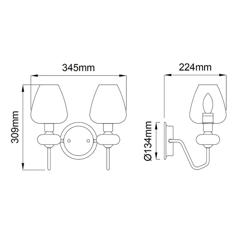 Armand 2 Light Wall Light Aged Brass - DL-ARMAND2-AB