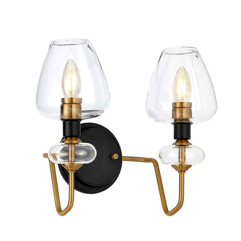 Armand 2 Light Wall Light Aged Brass - DL-ARMAND2-AB