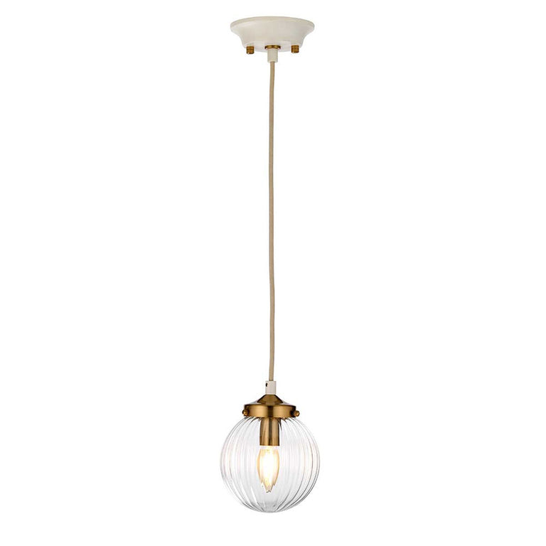 Cosmos 1 Light Pendant Cream/Aged Brass - DL-COSMOS-1P
