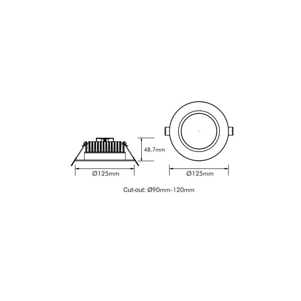 Round 15W LED Dimmable Downlight Black / Quinto - DL1584/BK/5C