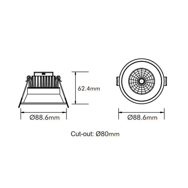 Round 10W Dimmable LED Downlight White / Quinto - DL9420/WH/5C