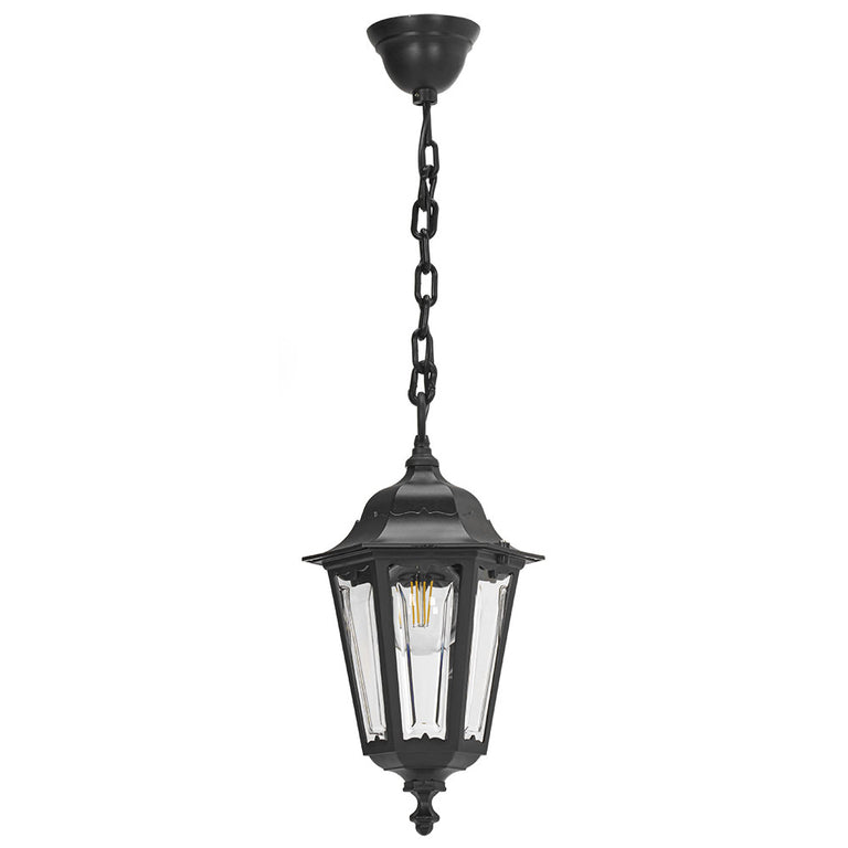 Vittoria Hexagon Hanging Lantern Black - DUH8302-BL
