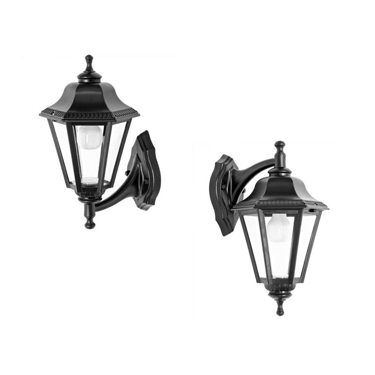 Castra Hexagon Wall Lantern Black - DUW8100-BL