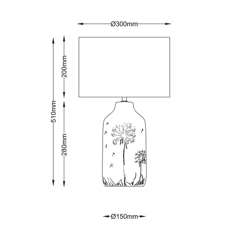 Nari Dandelion Ceramic Table Lamp White - LL-27-0340