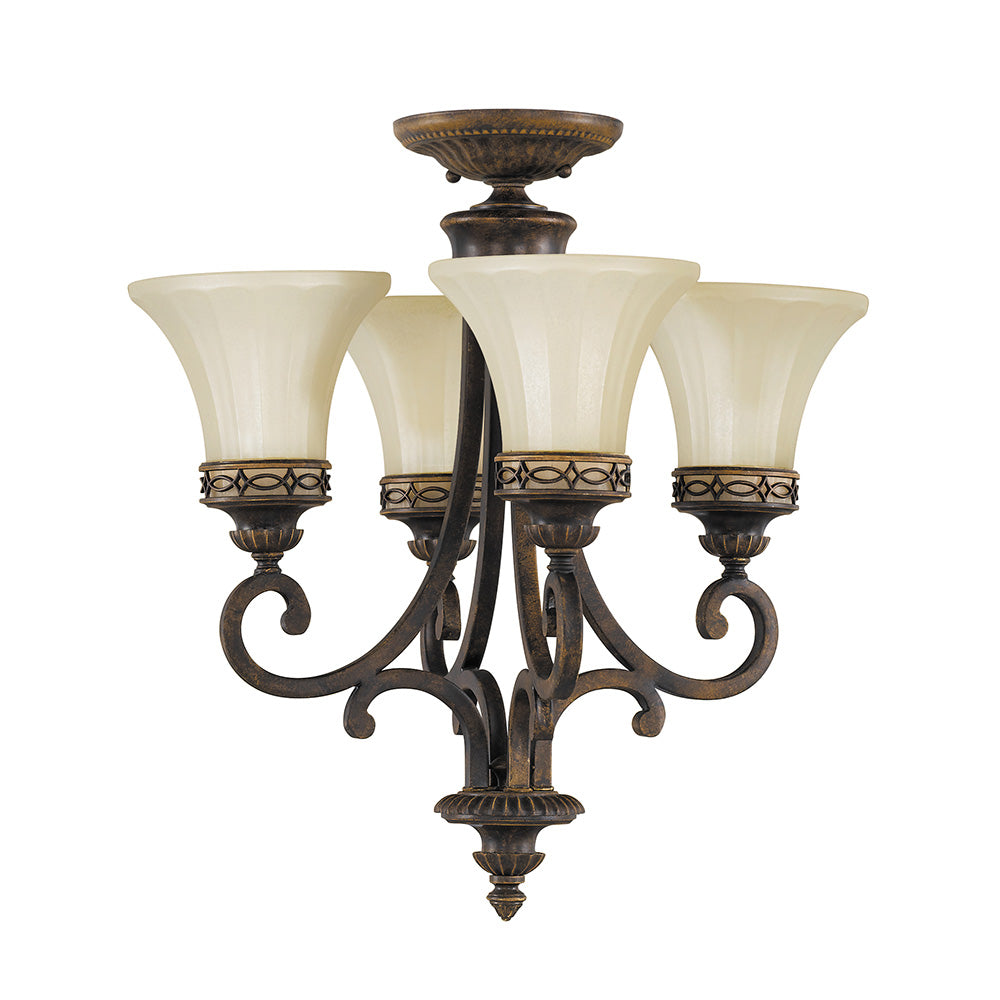 Drawing Room Duo Mount 4 Light Chandelier Walnut - FE-DRAWING-ROOM4