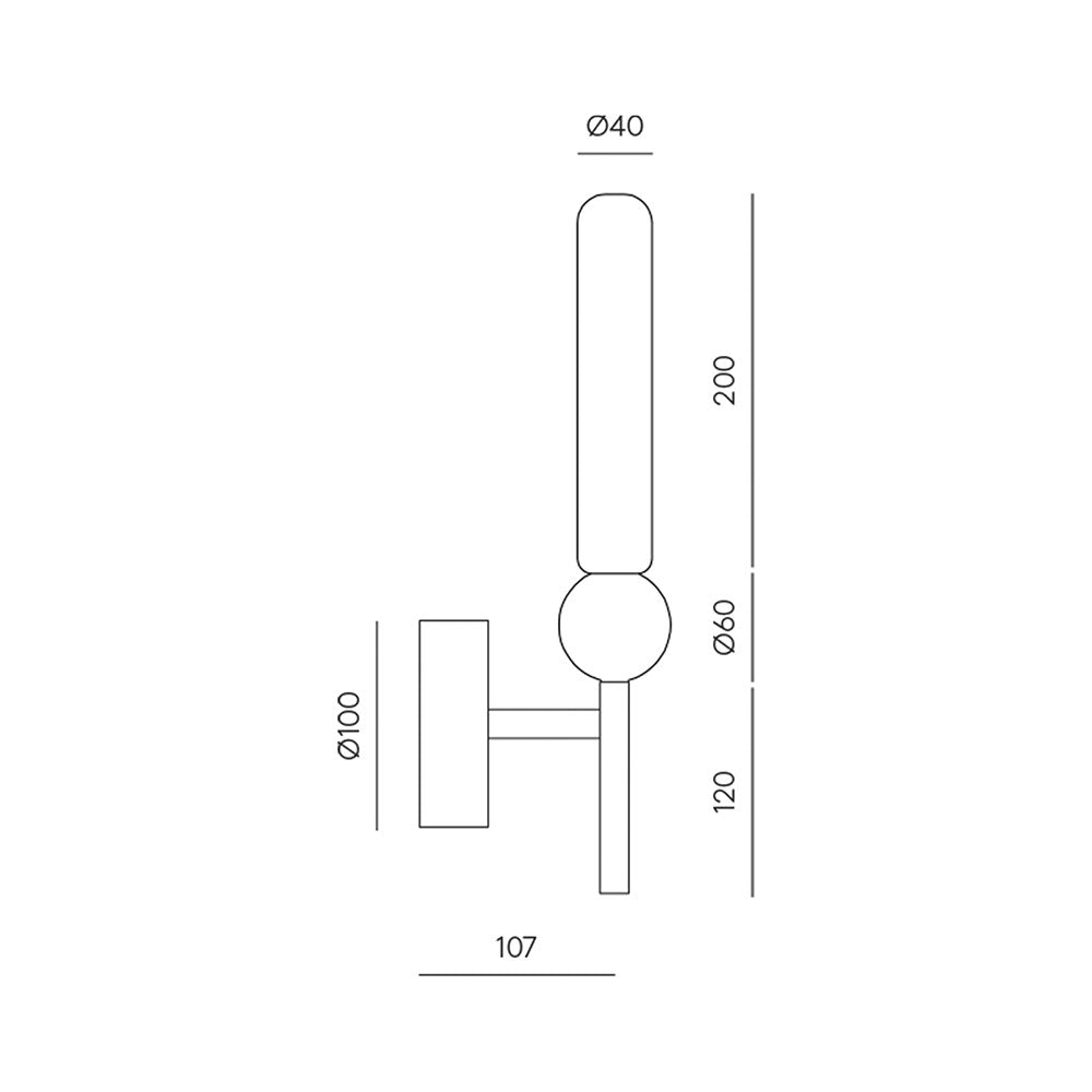 Delie Small Wall Light Matt Black / White - ARO.A1224/NEG