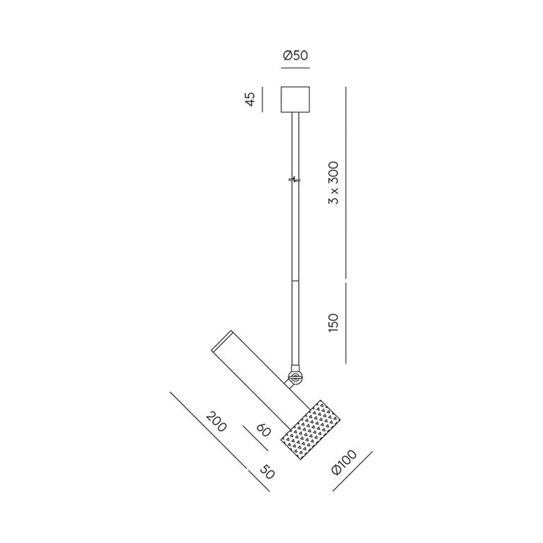 Focus Fixed LED Rod Pendant Matt Black / Aged Gold - ARO.C1279/1/NEG-ORO