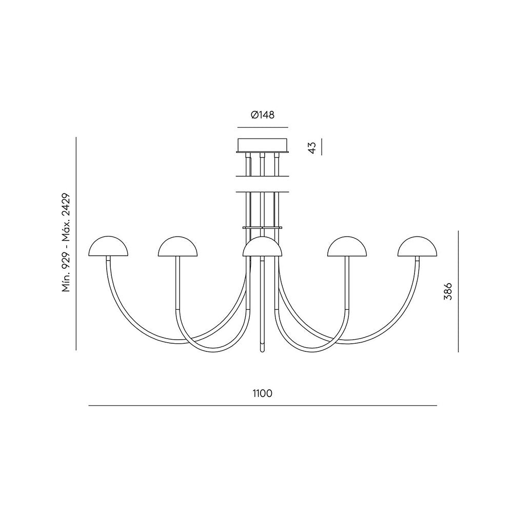 Dussa 6 Light LED Chandelier Brass / White - ARO.C1307/6/ORO-BCO