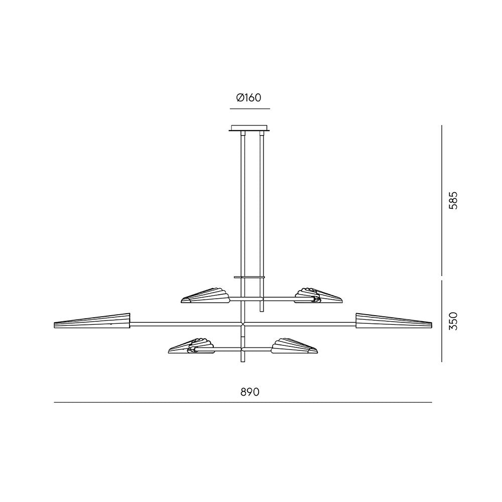 Bion 6 Light LED Pendant Brass / Black - ARO.C1306/6/ORO-NEG