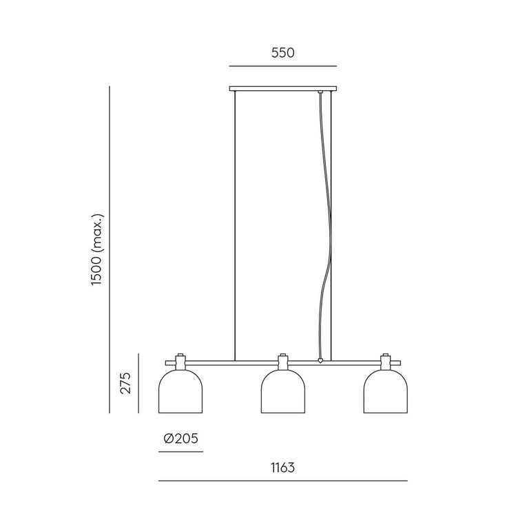 Luca 3 Light Pendant Matt Black - ARO.C1239/3