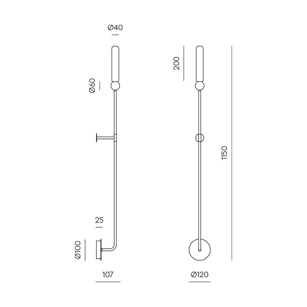 Delie Large Wall Light Matt Black / White - ARO.A1224/L/NEG