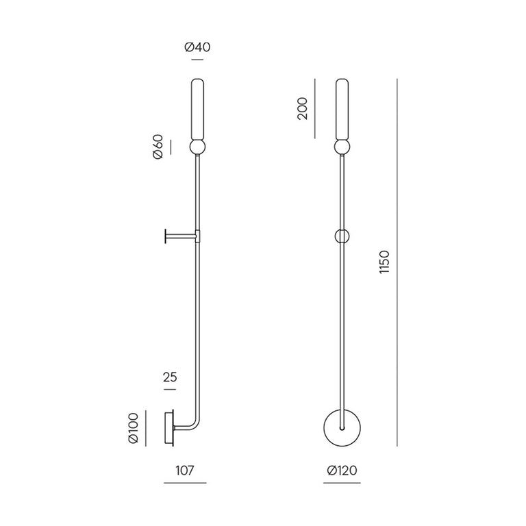 Delie Large Wall Light Matt Black / White - ARO.A1224/L/NEG