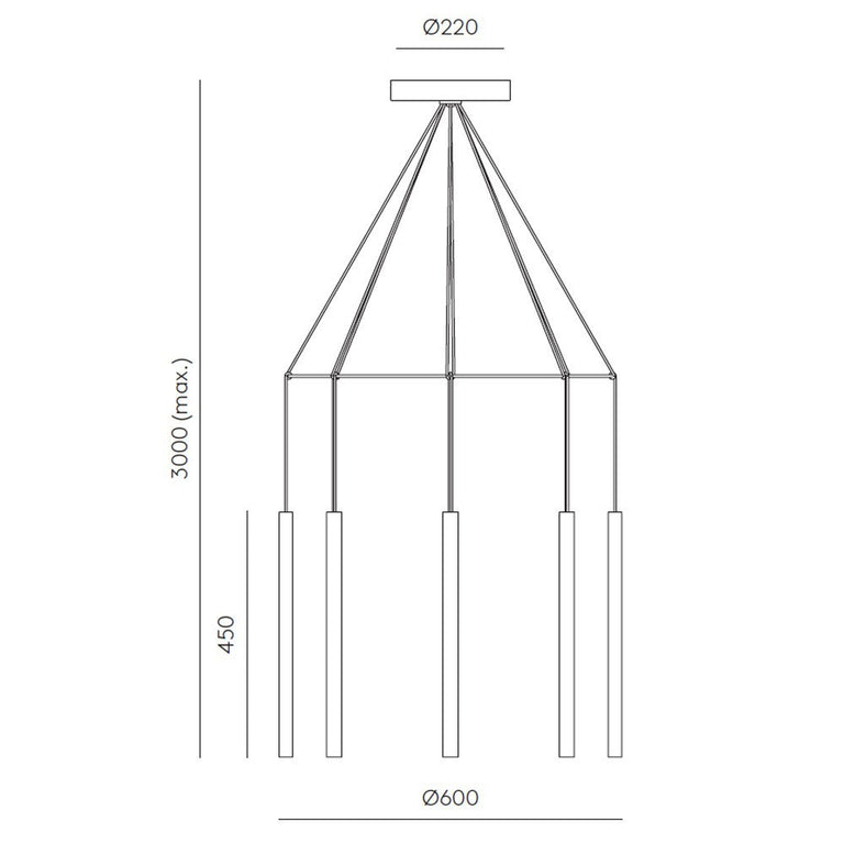 Mika 8 Light LED Multi Pendant Matt Black / Matt White - ARO.C1204/8/BCO
