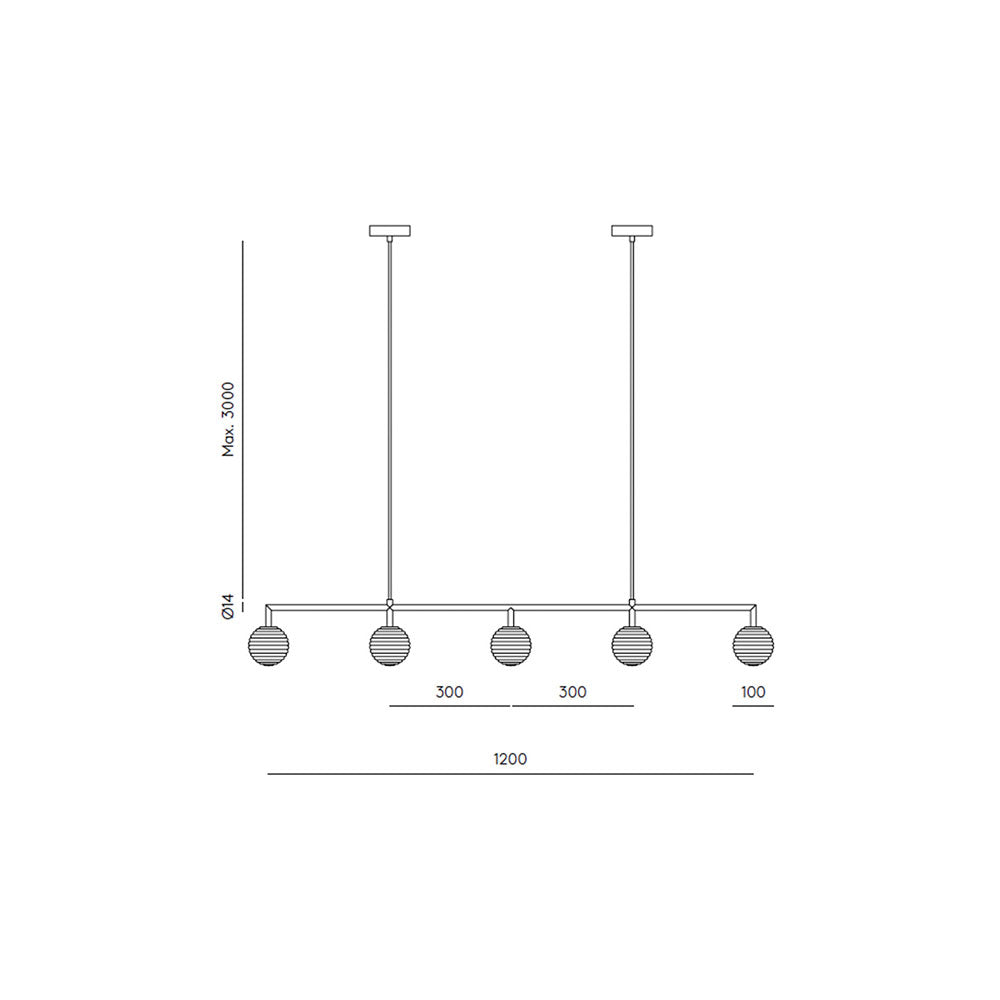 Doul 5 Light LED Linear Pendant Matt Black - ARO.C1310/5/NEG