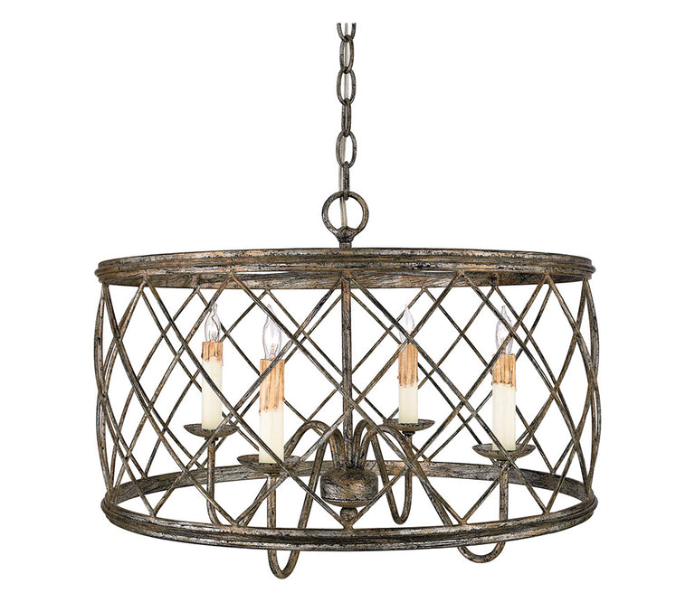 Dury 4 Light Pendant Chandelier Century Silver Leaf - QZ/DURY/P