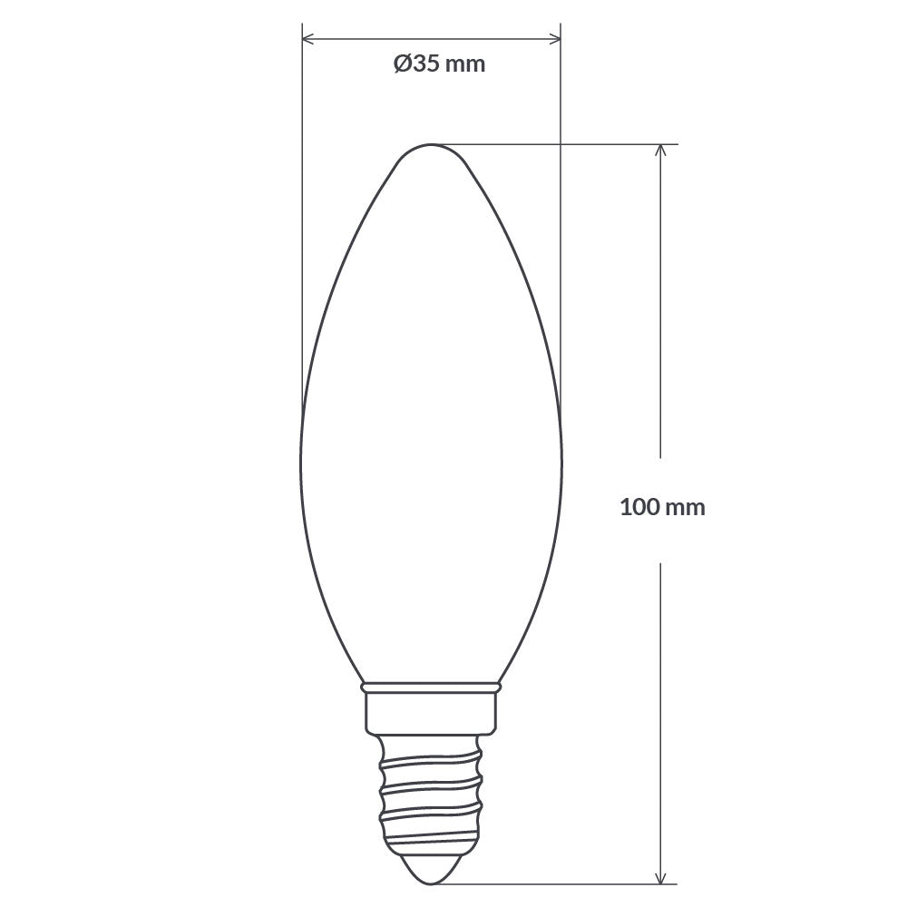 Filament Clear Candle LED 5.5W E14 Dimmable / Warm White - F5.514-C35-C-27K