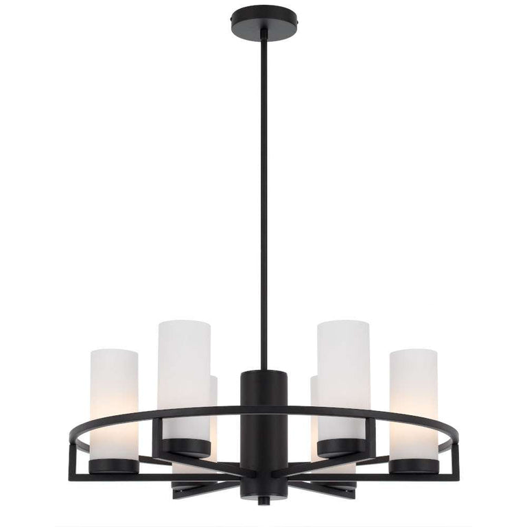 Eamon 6 Light Pendant Black / Opal Matt - EAMON PE6-BKOM