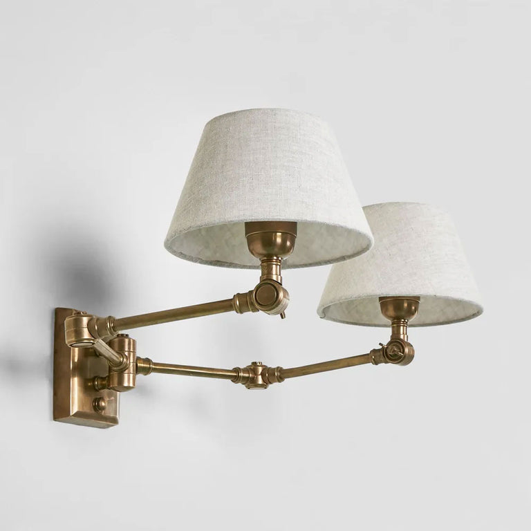 Worcester Swing Arm Wall Lamp Antique Brass With Shade - ELPIM30541AB