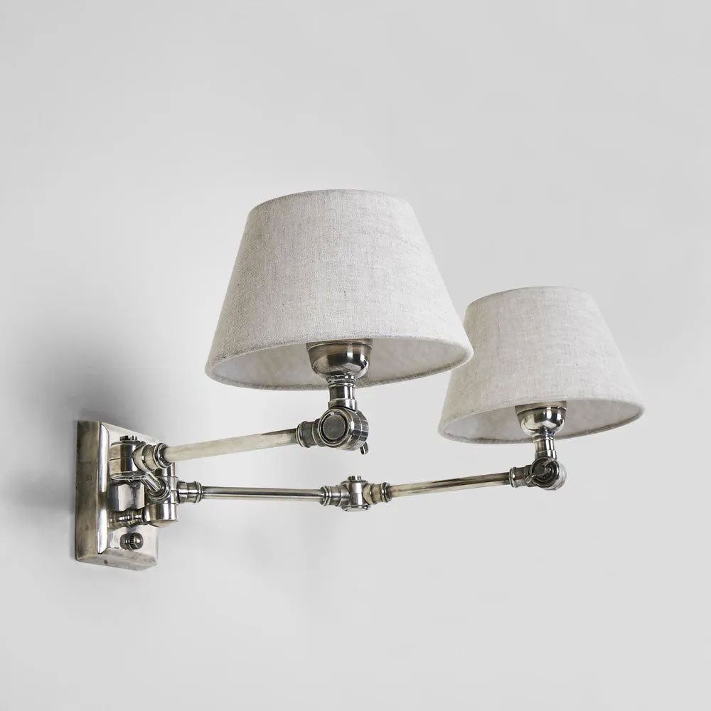 Worcester Swing Arm Wall Lamp Antique Silver With Shade - ELPIM30541AS