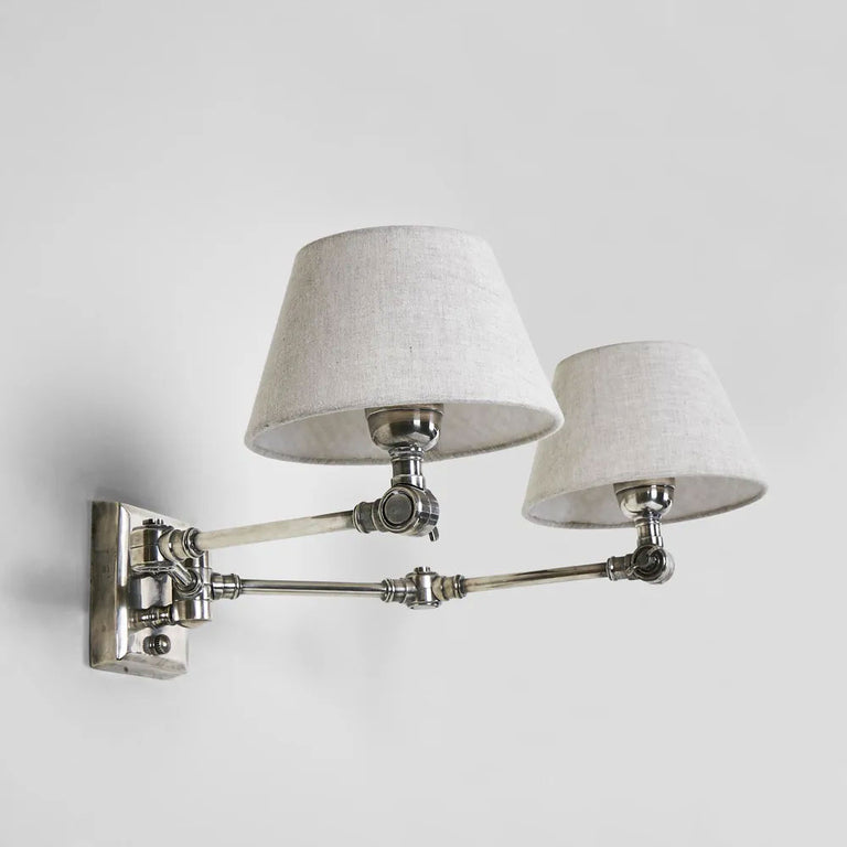 Worcester Swing Arm Wall Lamp Antique Silver With Shade - ELPIM30541AS