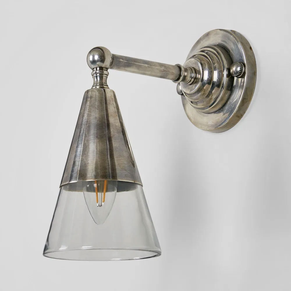 Otto Wall Light With Glass Shade Antique Silver - ELPIM31376GLAAS
