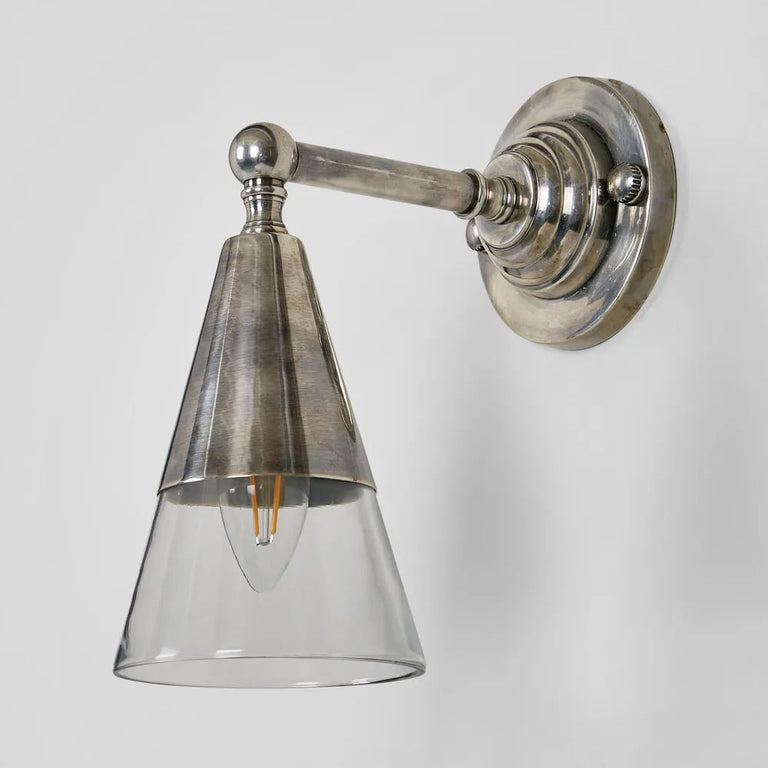 Otto Wall Light With Glass Shade Antique Silver - ELPIM31376GLAAS