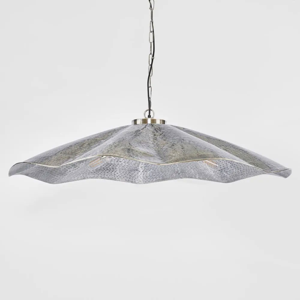 Melville Ceiling Pendant Hammered Large Antique Silver - ELPIM31725MAS