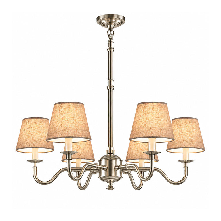 Prescot Chandelier Antique Silver Base With Dark Natural Shade - ELPIM50727AS