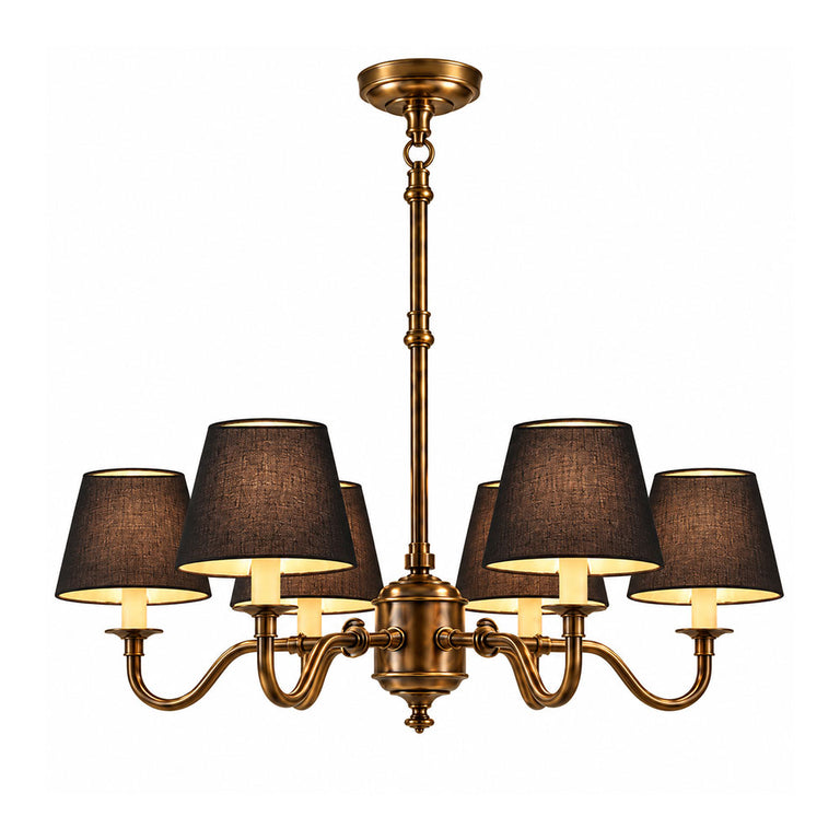 Prescot 6 Light Chandelier Dark Bronze With Black Shade - ELPIM50727COP