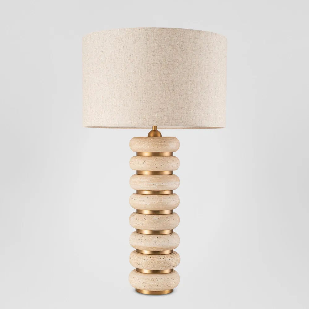 Wisteria Travertine Table Lamp With Shade Brass - ELS1200551