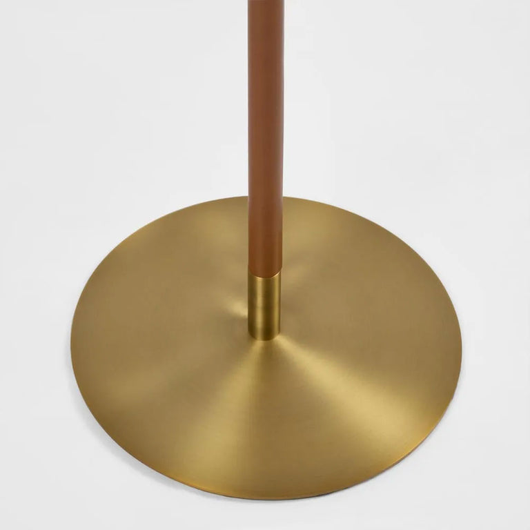 Huntley Leather & Antique Brass Floor Lamp With Shade - ELUH231287