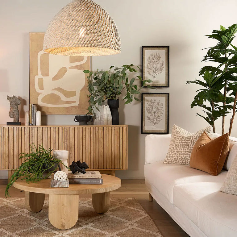 Andora Large Rattan Pendant Off White - ELVAI29249L