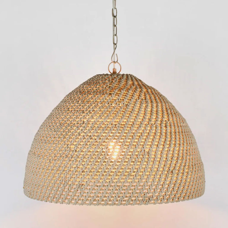 Andora Large Rattan Pendant Off White - ELVAI29249L