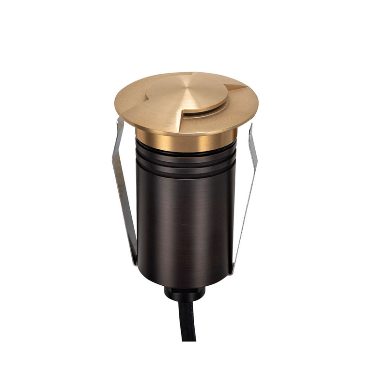 Emit-55 2.5W 12V / 24V DC 36° LED 2-Way Decklight Brushed Brass / Tri-Colour - 10111