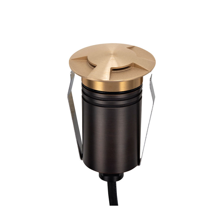 Emit-55 2.5W 12V / 24V DC 36° LED 3-Way Decklight Brushed Brass / Tri-Colour - 10112