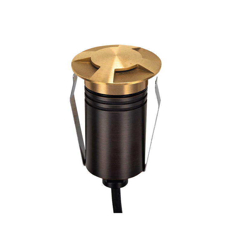 Emit-85 12V / 24V DC 36° LED 4-Way Decklight Brushed Brass / Tri-Colour - 10201