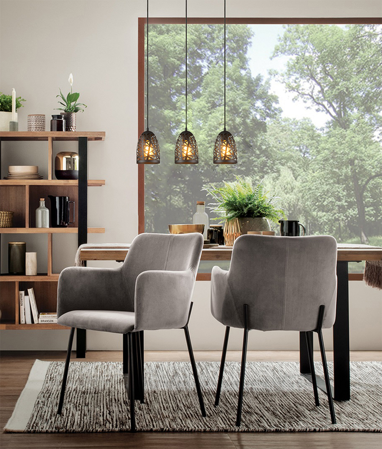 Interior Iron Cage Ellipse Pendant Light Black - ESCAMA1