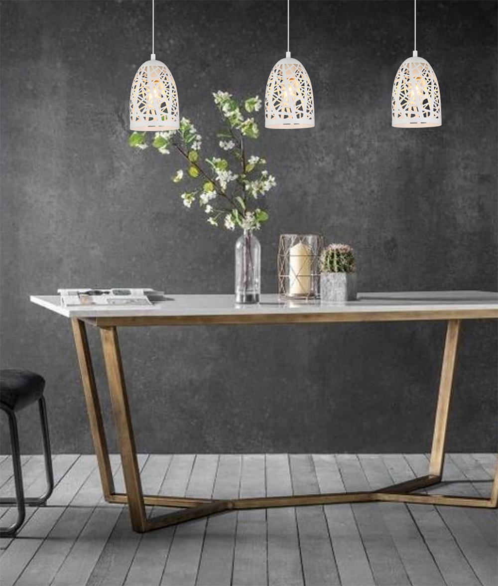 Interior Iron Cage Ellipse Pendant Light White - ESCAMA2