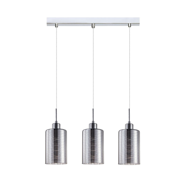 Interior Oblong 3 Light Chrome Glass Pendant - ESPEJO1X3S