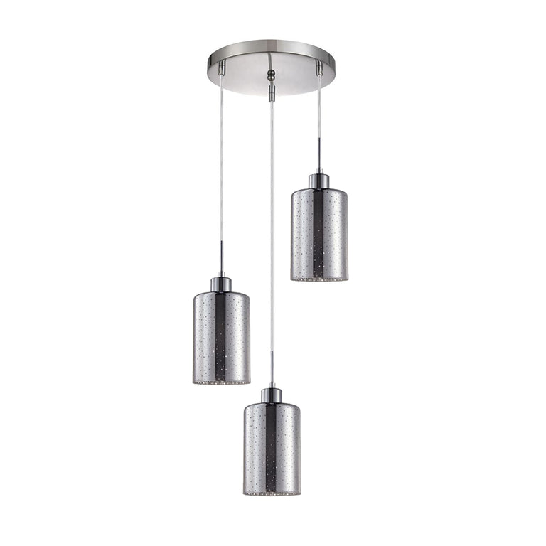 Interior Oblong 3 Light Chrome / Dotted Glass Pendant - ESPEJO3X3R