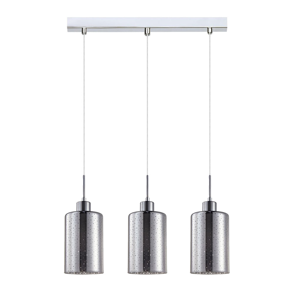 Interior Oblong 3 Light Chrome / Dotted Glass Pendant - ESPEJO3X3S