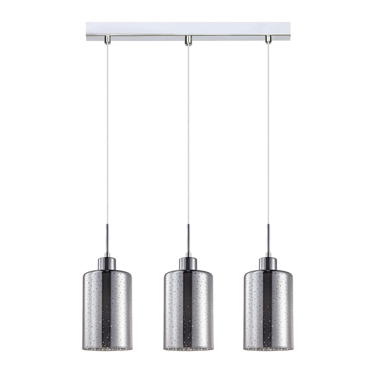 Interior Oblong 3 Light Chrome / Dotted Glass Pendant - ESPEJO3X3S